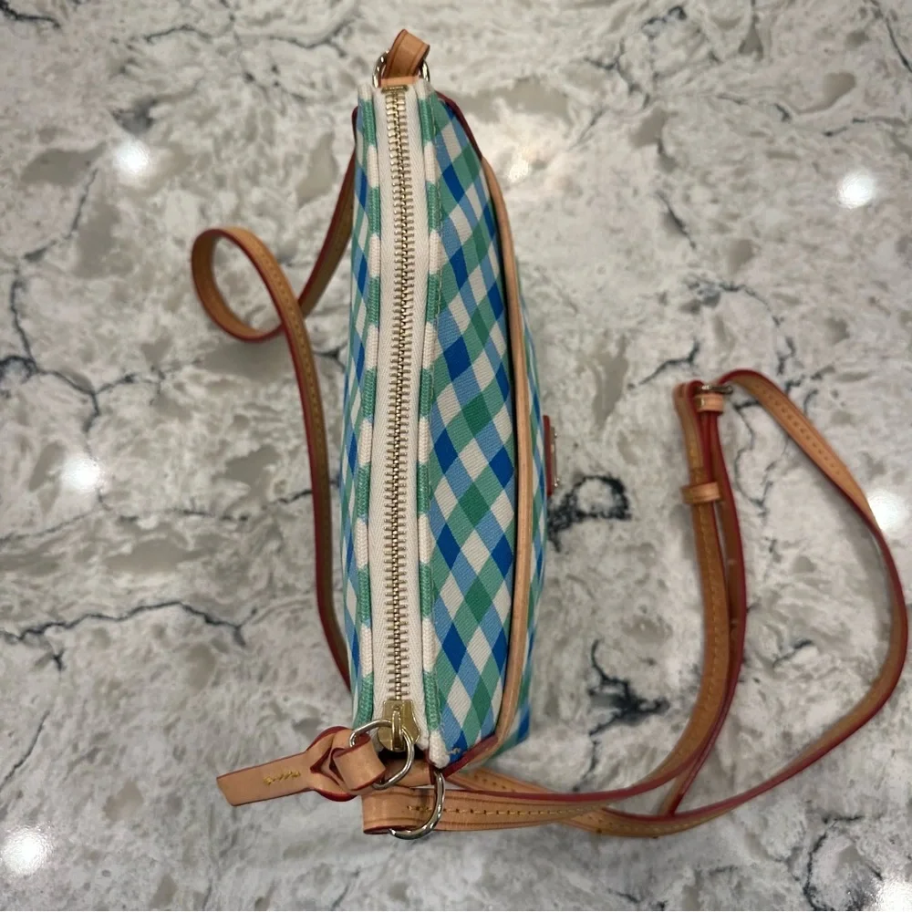 Dooney & Bourke Elsie Ginger Blue and Green Gingham Crossbody Purse